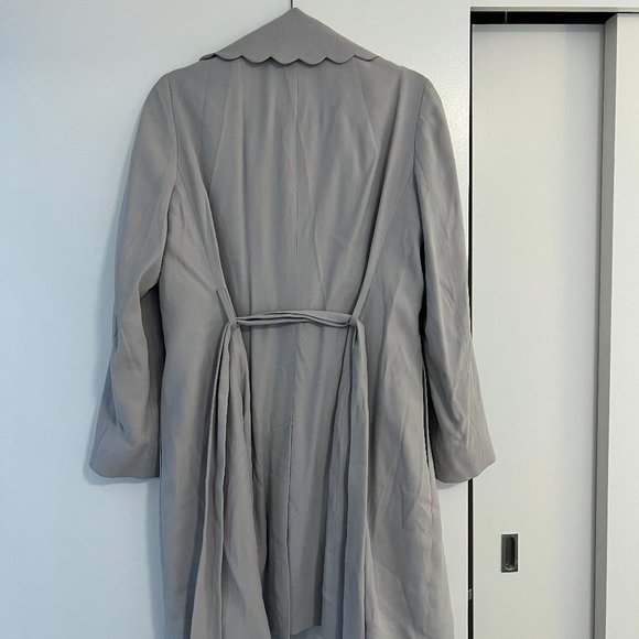 Club Monaco Frederrika Scalloped Trench Coat, Gray, M - Picture 6 of 9